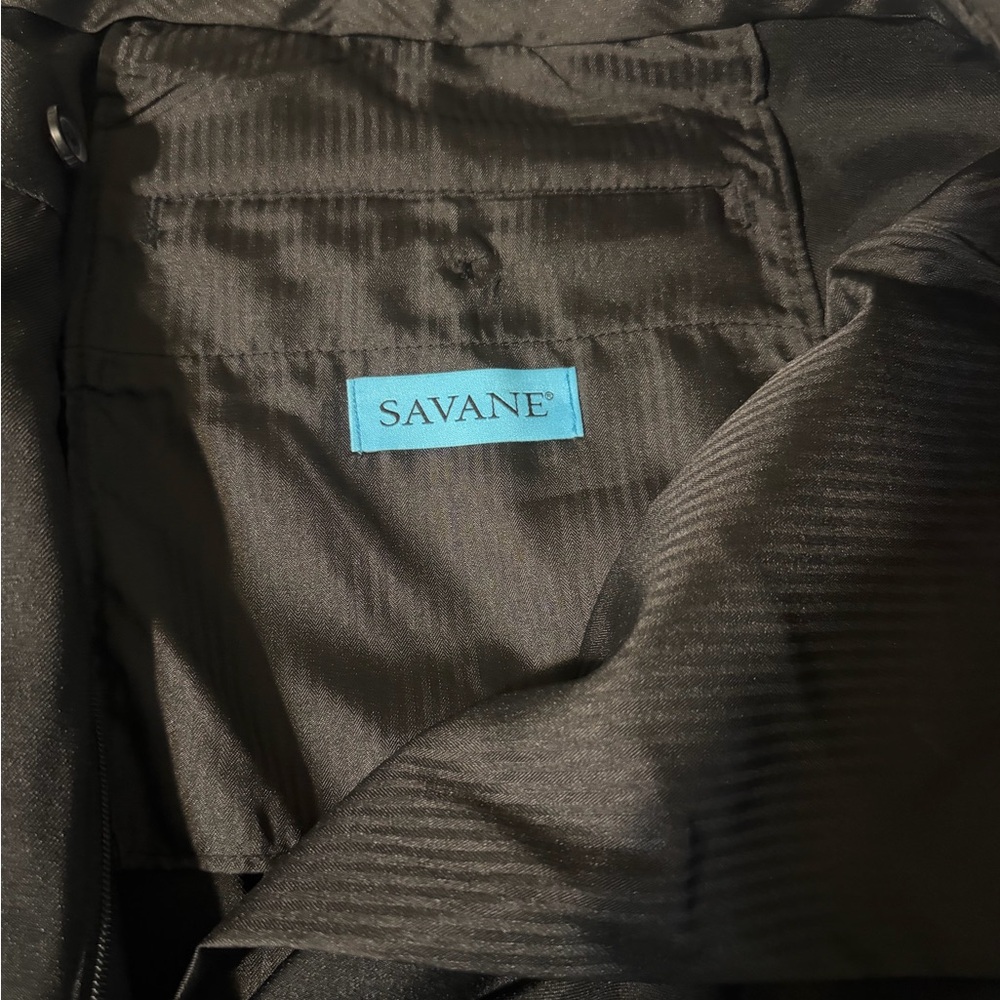 Men's Savane Black Dress Pants - Classic Tailored Trousers - Picture 2 of 4